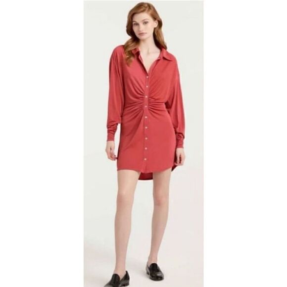 CINQ À SEPT- Women’s Arden Ruched Dress in Sumac NWT Size XS - Picture 3 of 11